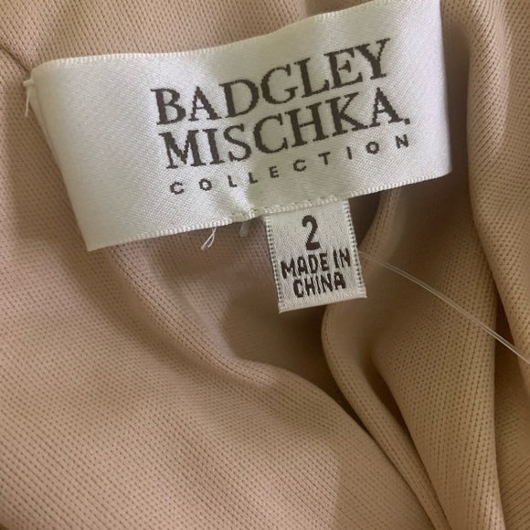 Badgley Mischka,Sequin Cowl Back Gown, rose gold, short sleeves, concealed zip. - Picture 8 of 11